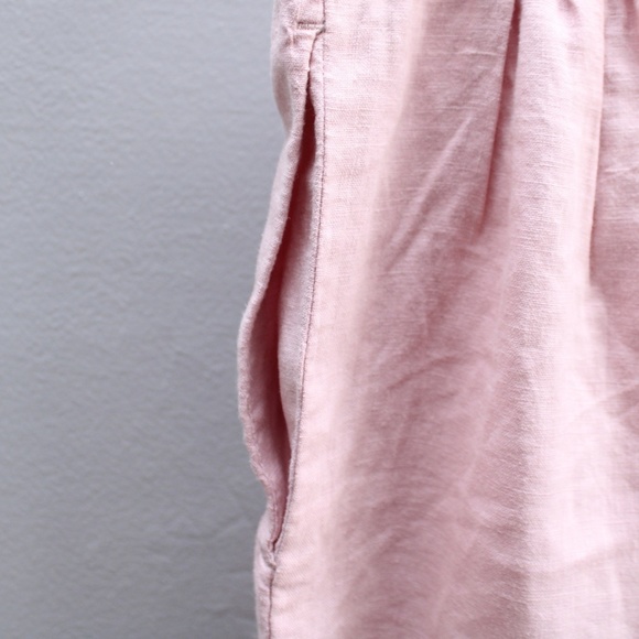 NWT Lou & Grey LOFT Pink Linen Wide Leg High Rise Crop Pants Size Medium - Picture 9 of 9